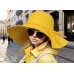 Wide Brim Hat - Straw Hat- Paper Straw Hat w/ Lace Band - Yellow - HT-ST1160YE